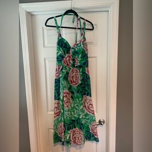 Pink and Green Floral Dress